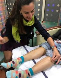 Child getting acupuncture